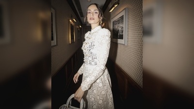 Manushi Chhillar looked chic and elegant in a white mesh net dress which she paired with black heels and a Dior handbag. (Instagram/@manushichhillar) Manushi Chhillar looked chic and elegant in a white mesh net dress which she paired with black heels and a Dior handbag. (Instagram/@manushichhillar)