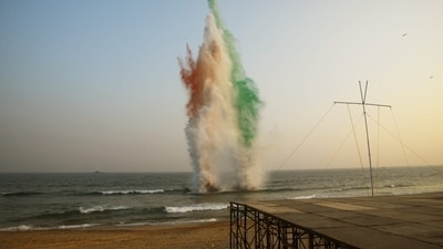 Glimpse of dress rehearsal being conducted ahead of Navy Day celebration on Sunday. (Twitter/@airnewsalerts) Glimpse of dress rehearsal being conducted ahead of Navy Day celebration on Sunday. (Twitter/@airnewsalerts)