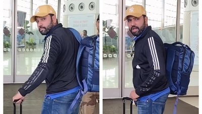 Rohit Sharma at the Mumbai airport Rohit Sharma at the Mumbai airport