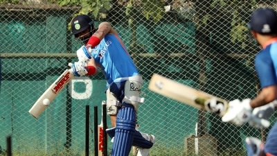 Virat Kohli practising for the 1st ODI between India and Bangladesh. (twitter) Virat Kohli practising for the 1st ODI between India and Bangladesh. (twitter)