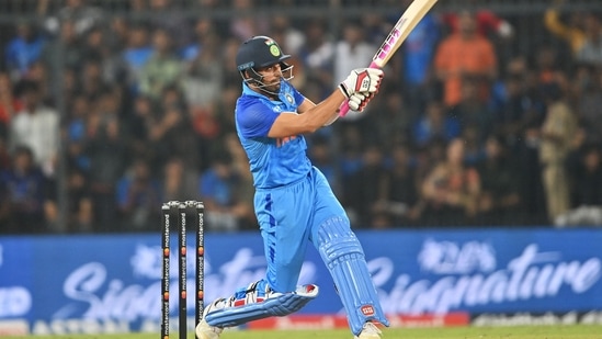 India's Deepak Chahar plays a shot