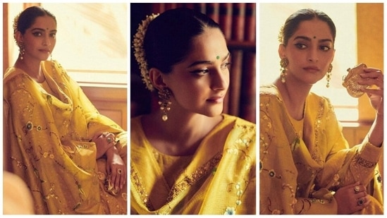 sonam kapoor yellow saree