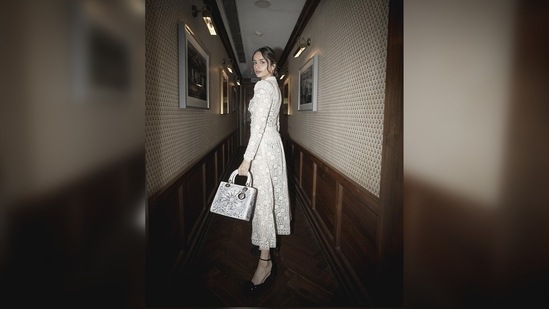 Manushi Chhillar made heads turn at the event dressed head to toe in the premium luxury brand Dior.(Instagram/@manushichhillar)