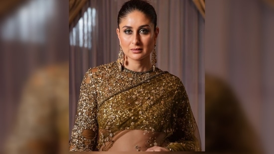 Kareena Kapoor wore a stunning sheer saree featuring a dazzling blouse and contemporary jewellery.(Instagram/@kareenakapoorkhan)