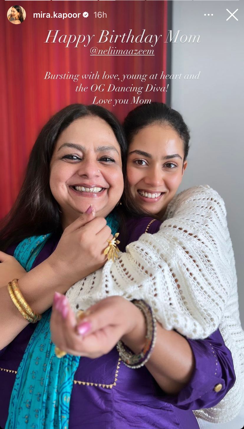 Mira Rajput shares an adorable picture with sweet wish for her mother-in-law Neliima Azeem via Instagram Stories.