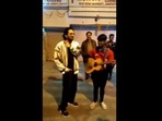 The image, taken from the Instagram video, shows Ayushmann Khurrana singing with a busker at Delhi’s Janpath.(Instagram/@guitar_boy_shivam) The image, taken from the Instagram video, shows Ayushmann Khurrana singing with a busker at Delhi’s Janpath.(Instagram/@guitar_boy_shivam)