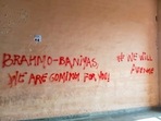 Walls of JNU defaced with anti-Brahmin slogans in New Delhi. (PTI) Walls of JNU defaced with anti-Brahmin slogans in New Delhi. (PTI)