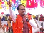 MP CM Shivraj Singh Chouhan at a public event in Indore on Sunday. (ANI)