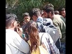 Screengrab from one of the videos from MBR college in Rajasthan doing rounds on social media.(Twitter)