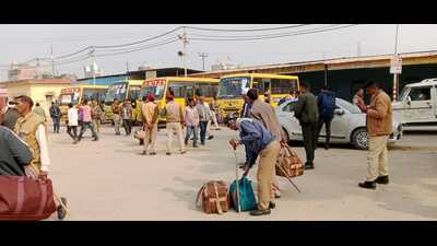 Polling staff off to centres. (HT) Polling staff off to centres. (HT)