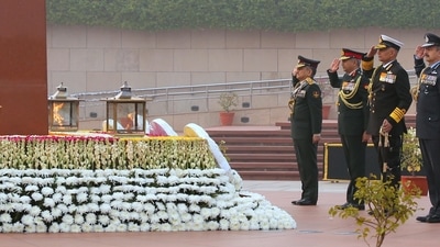 Navy Day is observed every year on December 4 to acknowledge the role of the Indian Navy and commemorate its achievements in 'Operation Trident' during the 1971 Indo-Pak War. On the occasion, the top brass of the Indian Armed Forces on Sunday paid homage at the National War Memorial. (PIB) Navy Day is observed every year on December 4 to acknowledge the role of the Indian Navy and commemorate its achievements in 'Operation Trident' during the 1971 Indo-Pak War. On the occasion, the top brass of the Indian Armed Forces on Sunday paid homage at the National War Memorial. (PIB)