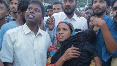 The child's body was brought to former chief minister HD Kumaraswami’s Pancharatna Yatra (Twitter/HDKumaraswamy) The child's body was brought to former chief minister HD Kumaraswami’s Pancharatna Yatra (Twitter/HDKumaraswamy)