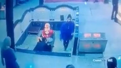 On Sunday, a Twitter user named Narendra Singh shared the CCTV footage in which the man could be seen praying in front of the idol. (source:Twitter/@NarendraNeer007)