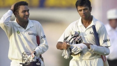 Virender Sehwag and Rahul Dravid for India. (Getty Images) Virender Sehwag and Rahul Dravid for India. (Getty Images)