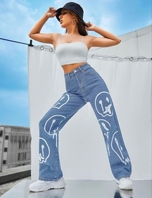 Printed jeans are a denim trend that deserves its time in the spotlight. (pinterest)