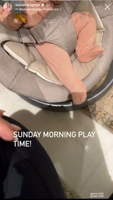 Sonam Kapoor shares her son Vayu's glimpse via Instagram Stories. Sonam Kapoor shares her son Vayu's glimpse via Instagram Stories.