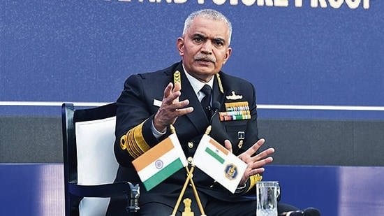 Chief of the Naval Staff Admiral R Hari Kumar in New Delhi on Saturday. (ANI)