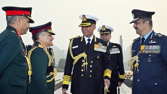 Rajnaat Singh also shared a video from the Indian Navy with the tweet showcasing the combat-ready capability of the Navy.(ANI)