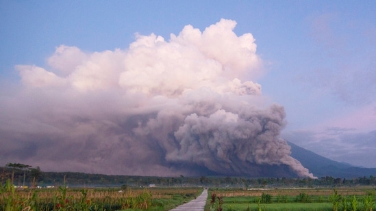 Indonesia Semeru Volcano: Mount Semeru releases volcanic materials during an eruption.(AP) Indonesia Semeru Volcano: Mount Semeru releases volcanic materials during an eruption.(AP)