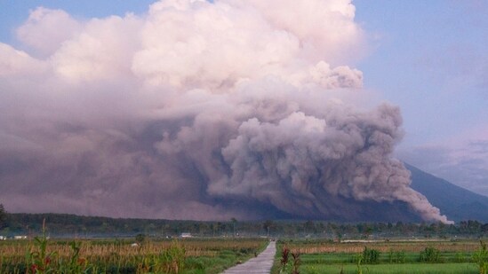 Indonesia Semeru Volcano: Mount Semeru releases volcanic materials during an eruption.(AP)