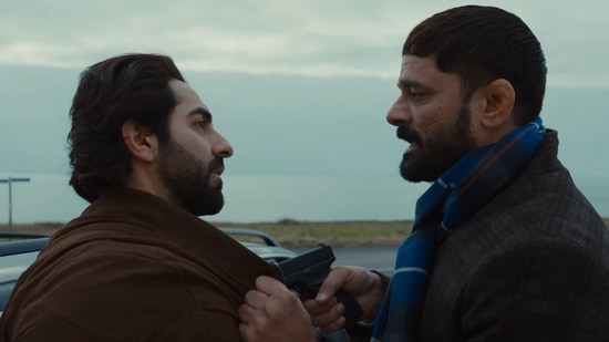 Ayushmann Khurrana and Jaideep Ahlawat in a screenshot from An Action Hero.