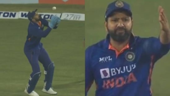 KL Rahul drop catch; Rohit Sharma(Video grab) KL Rahul drop catch; Rohit Sharma(Video grab)