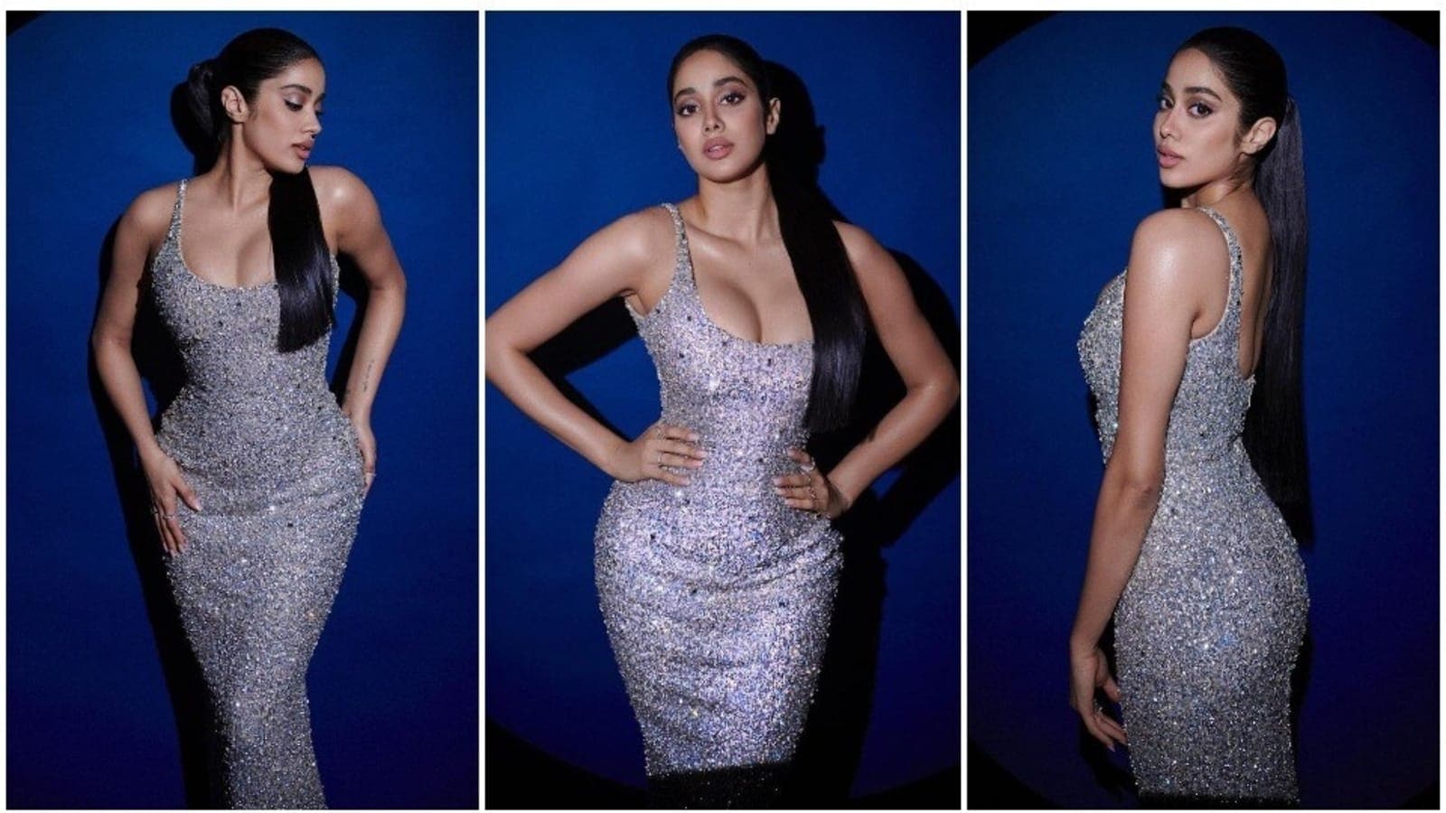 Janhvi Kapoor is the queen of glittery, sparkly dresses, and she is an expert at making them seem absolutely beautiful.(Instagram/@Jahnvikapoor)