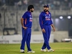 Rohit Sharma speaks with Shardul Thakur during the 1st ODI between Bangladesh and India(AFP) Rohit Sharma speaks with Shardul Thakur during the 1st ODI between Bangladesh and India(AFP)