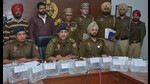 Mohali SSP Sandeep Garg giving details of the arrest. (Keshav Singh/HT) Mohali SSP Sandeep Garg giving details of the arrest. (Keshav Singh/HT)
