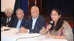 Officials sharing details about the festival that will be held at Bhavan Vidyalaya in Sector 27, Chandigarh (Keshav Singh/HT) Officials sharing details about the festival that will be held at Bhavan Vidyalaya in Sector 27, Chandigarh (Keshav Singh/HT)