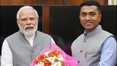 Goa chief minister Pramod Sawant with Prime Minister Narendra Modi. (ANI File Photo) Goa chief minister Pramod Sawant with Prime Minister Narendra Modi. (ANI File Photo)