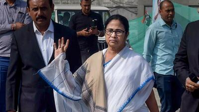 West Bengal chief minister Mamata Banerjee at the Kolkata airport before leaving for Delhi. (PTI) West Bengal chief minister Mamata Banerjee at the Kolkata airport before leaving for Delhi. (PTI)