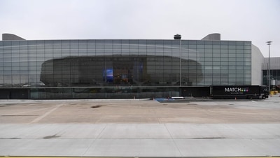 A photograph taken on December 3, 2022 shows an outside view of the newly-built extension of the Terminal 1 building. (AFP) A photograph taken on December 3, 2022 shows an outside view of the newly-built extension of the Terminal 1 building. (AFP)
