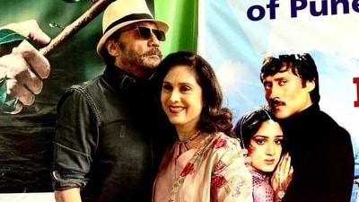 Jackie Shroff and Meenakshi Seshadri at an event in Pune. Jackie Shroff and Meenakshi Seshadri at an event in Pune.