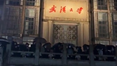Protests In Wuhan University: A video on Twitter showed a group of students gathered. (Twitter)