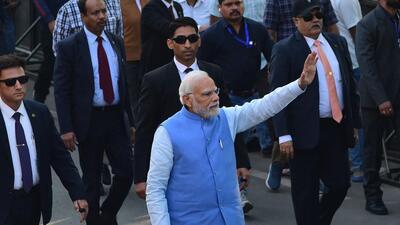 Prime Minister Narendra Modi arrives to vote in Ahmedabad. (AFP) Prime Minister Narendra Modi arrives to vote in Ahmedabad. (AFP)