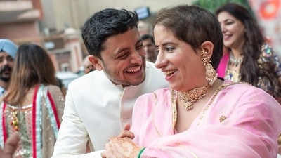 Guneet Monga with fiance Sunny Kapoor. Guneet Monga with fiance Sunny Kapoor.