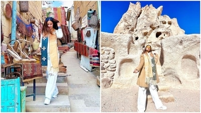 While serving travel goals in the scenic Cappadocia, Hina Khan also dropped winter fashion goals for her fans. She dressed up in a beige and white-toned ensemble that screamed elegance and cosy comfort. (Instagram) While serving travel goals in the scenic Cappadocia, Hina Khan also dropped winter fashion goals for her fans. She dressed up in a beige and white-toned ensemble that screamed elegance and cosy comfort. (Instagram)