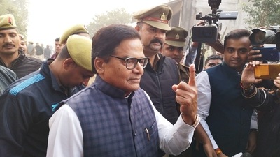 SP MP Ram Gopal Yadav cast his vote in Etawah's Saifai Monday. (HT Photo/ Sughar Singh 'Saifai') SP MP Ram Gopal Yadav cast his vote in Etawah's Saifai Monday. (HT Photo/ Sughar Singh 'Saifai')