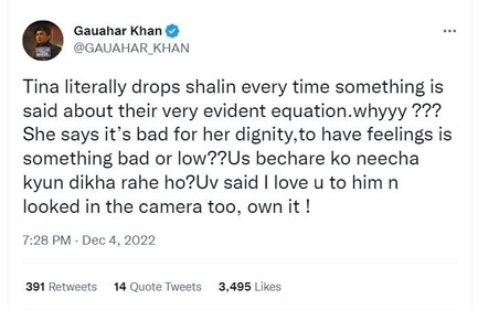 Gauahar Khans tweet.