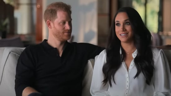 Prince Harry and Megan Markle in a still from the upcoming docu-series.