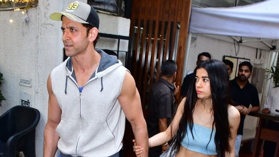 Hrithik Roshan and Saba Azad out on a lunch date in Mumbai on Monday. 