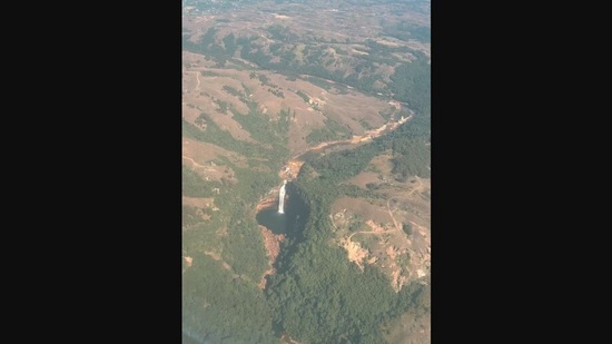 The image is taken from the waterfall video shared by Meghalaya CM Conrad Sangma.(Instagram/@conrad_k_sangma)