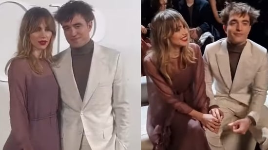 Robert Pattinson with Suki Waterhouse at the Dior Men Fall 2023 show in Giza, Egypt.