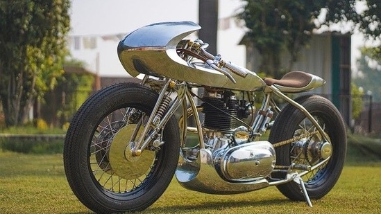 TNT Motorcycles made custom parts for the build. It is based on the Royal Enfield Electra 350 CI. TNT Motorcycles made custom parts for the build. It is based on the Royal Enfield Electra 350 CI.