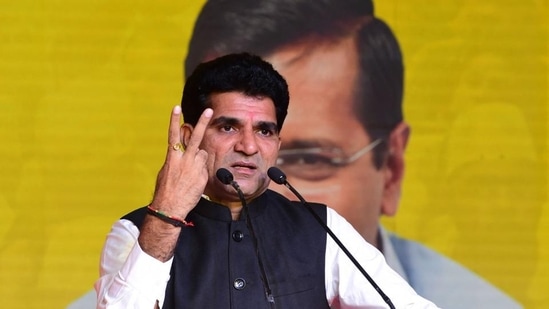 Aam Aadmi Party’s Gujarat chief ministerial candidate Isudan Gadhvi. (AFP Photo)