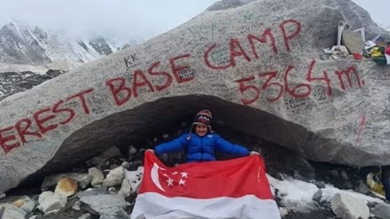 Om Madan Garg: Om Madan Garg is seen at the Everest Base Camp.