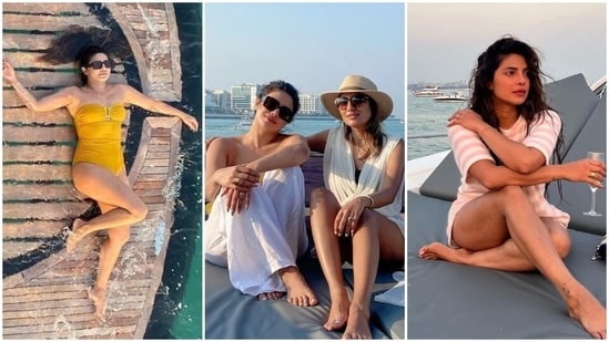 Priyanka Chopra dresses up in a yellow swimsuit to enjoy with friends in Dubai. (Instagram)