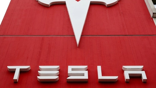 The logo of car manufacturer Tesla is seen.(Reuters)