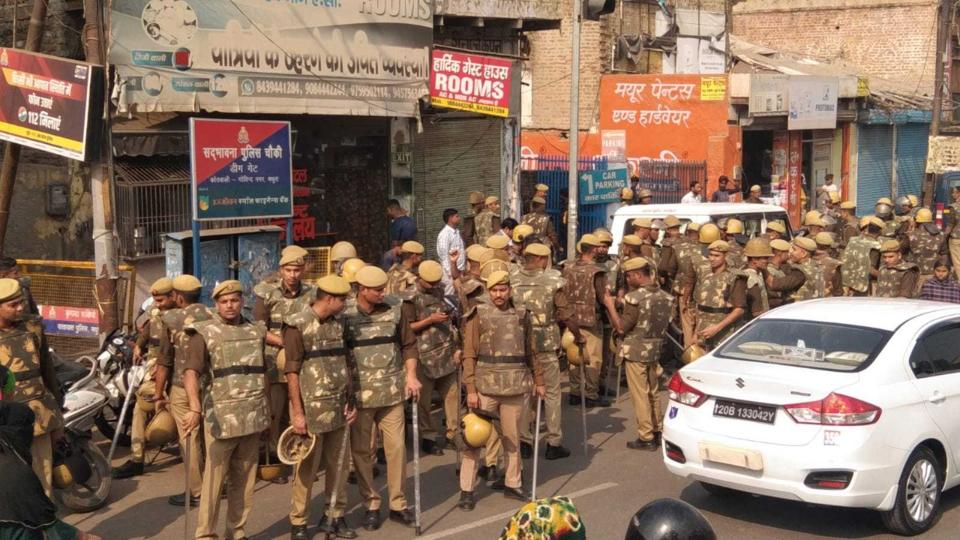 Police have stepped up vigil in Mathura. (HT PHOTO) Police have stepped up vigil in Mathura. (HT PHOTO)
